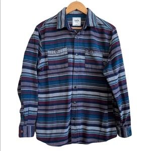 Katin Men's Multicolor Striped Button Front Shirt Flannel Large Southwestern